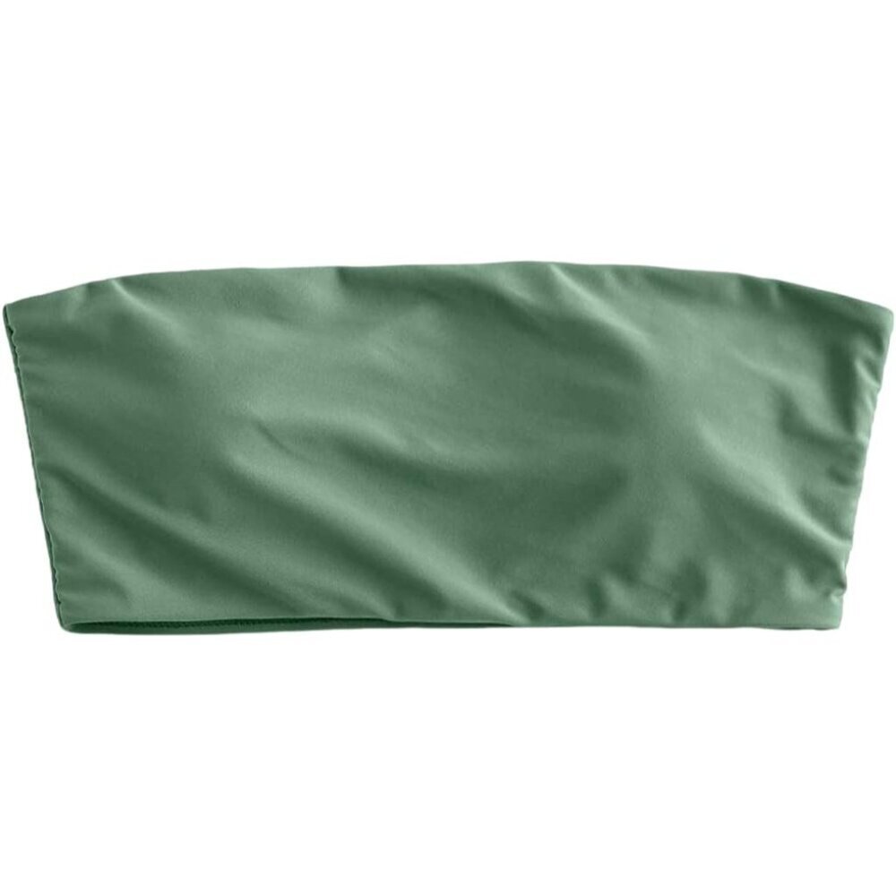 Women's Solid Color Bandeau Bikini Top Strapless Swimsuit Small